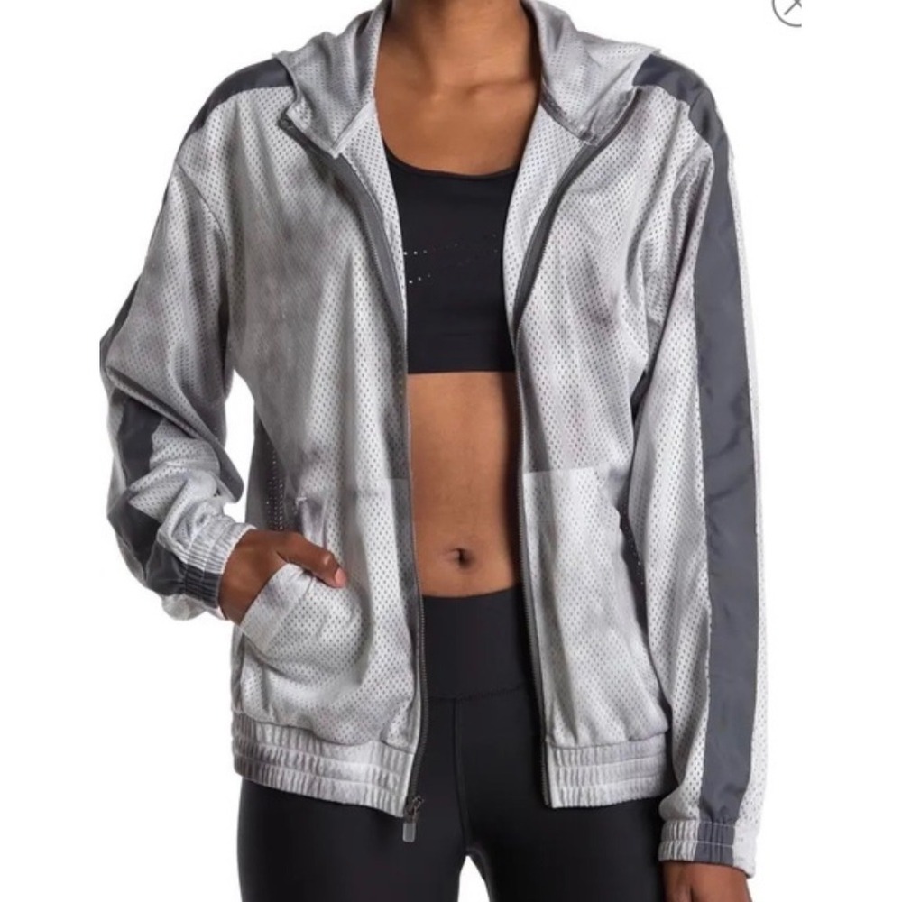 Nike Icon Clash Mesh Jacket Womens S Grey Tie Dye Full Zip Hooded Windbreaker